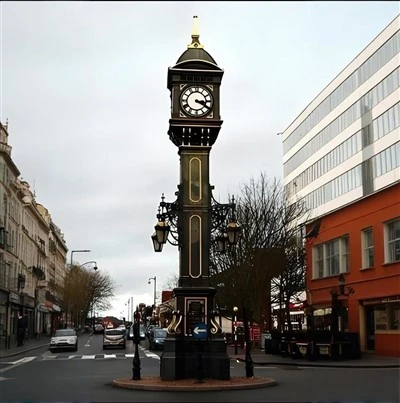 Relógio de torre na rua